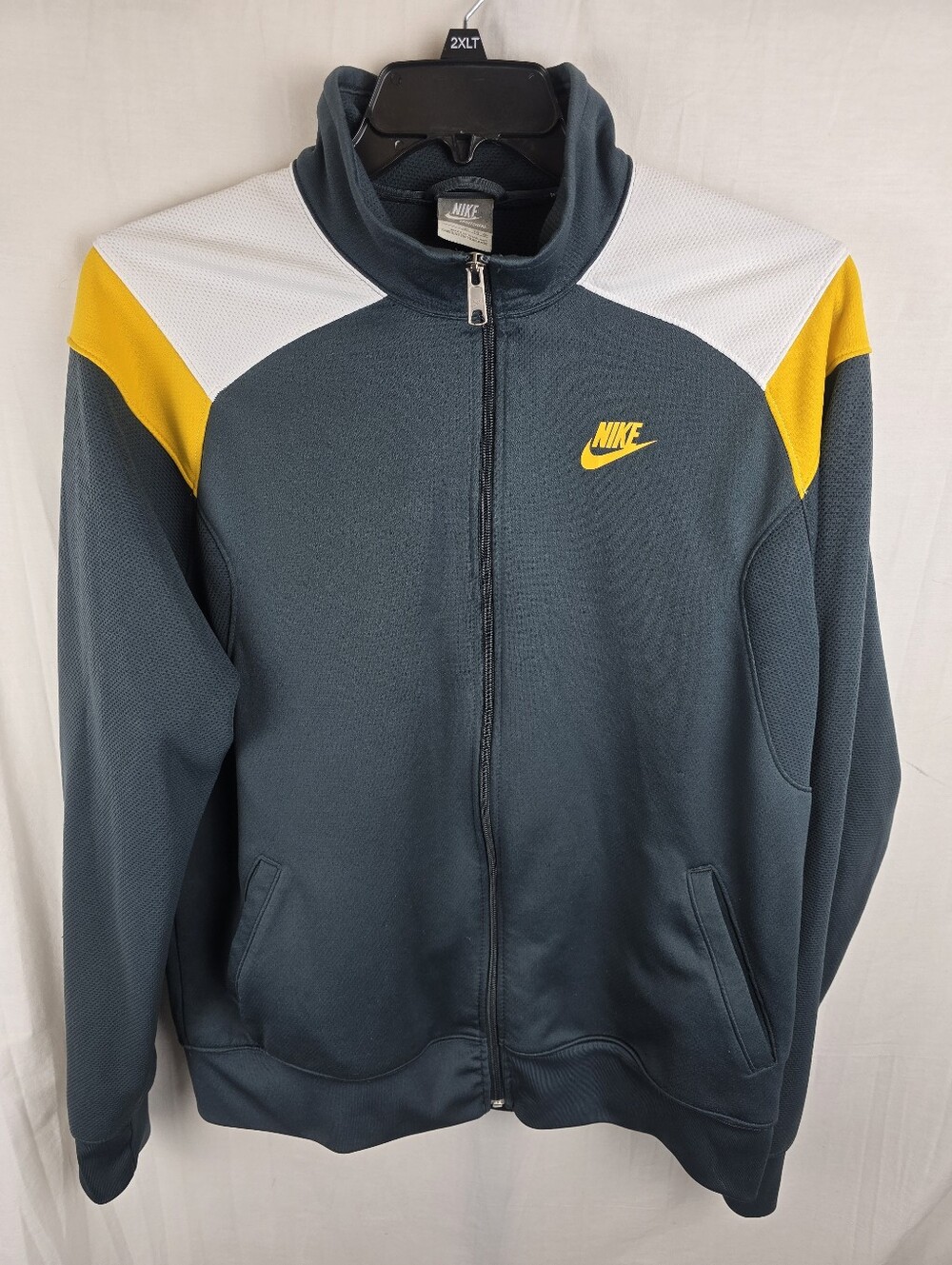 Nike Men’s Gray w/Yellow & White Panels Long Sleeve Track Jacket Sz XL